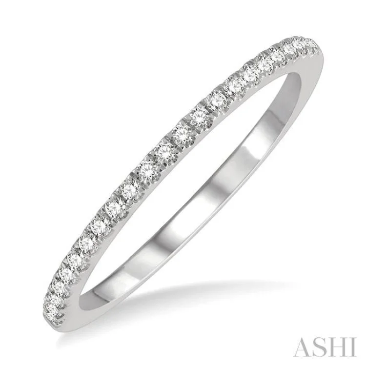 Women’s split band engagement rings-1/6 Ctw Round Cut Diamond Stack Band in 14K White Gold