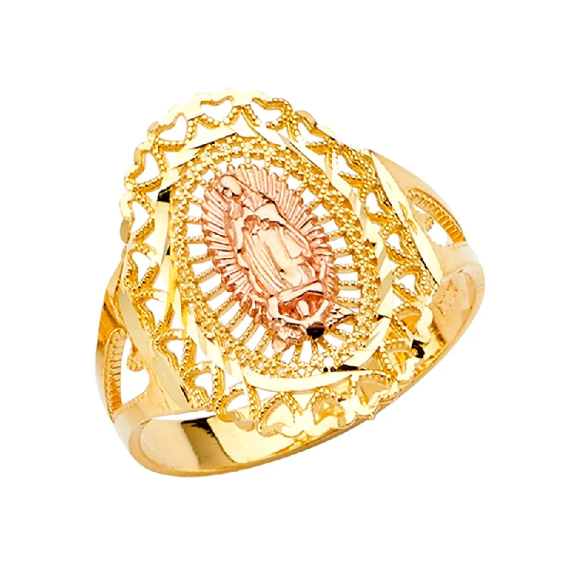 Women’s diamond rings-14K Solid Gold Guadalupe Religious Ring