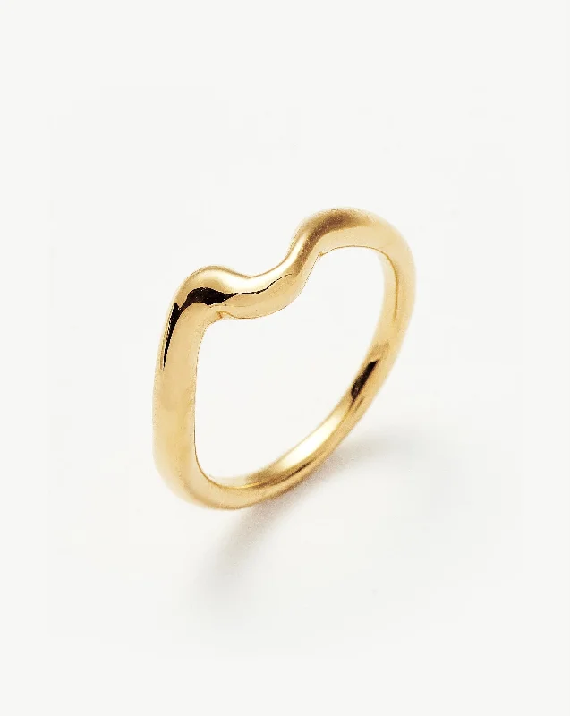 Women’s luxury diamond rings-Molten Wave Stacking Ring | 18ct Gold Vermeil