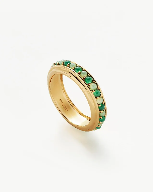 Women’s colorful gemstone rings-Hot Rox Gemstone Stacking Ring | 18ct Gold Vermeil/Green Onyx & Chalcedony