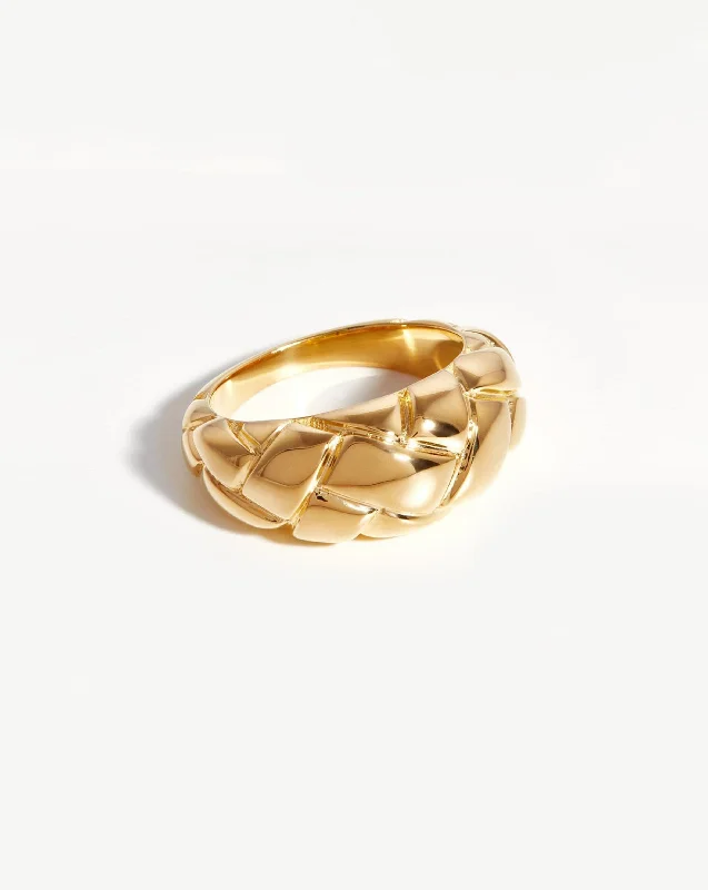 Women’s wedding rings-Lucy Williams Dome Waffle Ring | 18ct Gold Vermeil