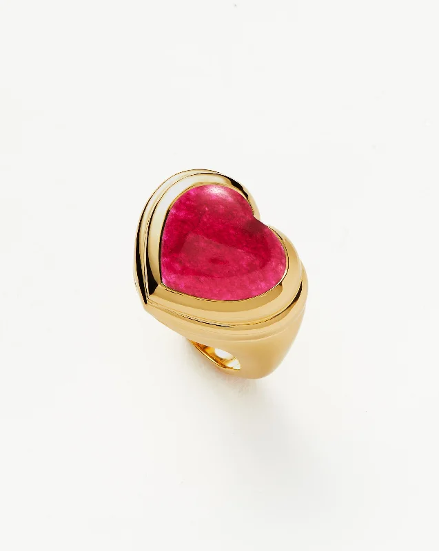 Women’s adjustable wedding bands-Jelly Heart Gemstone Ring | 18ct Gold Plated/Pink Quartz