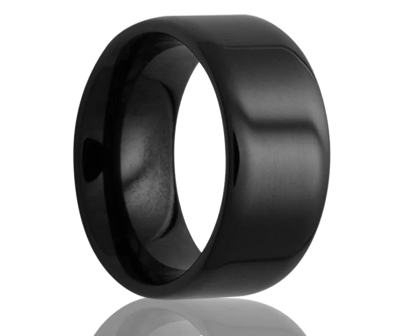 Women’s custom rings-Flat Black Ceramic Ring