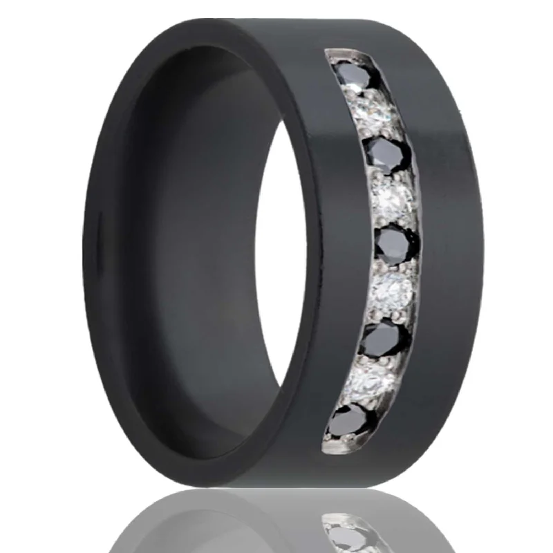 Women’s elegant sapphire rings-Flat Zirconium Band Polished