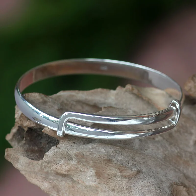 Women’s luxury bracelets-Tender Embrace Balinese Handcrafted Sterling Silver Bangle Bracelet