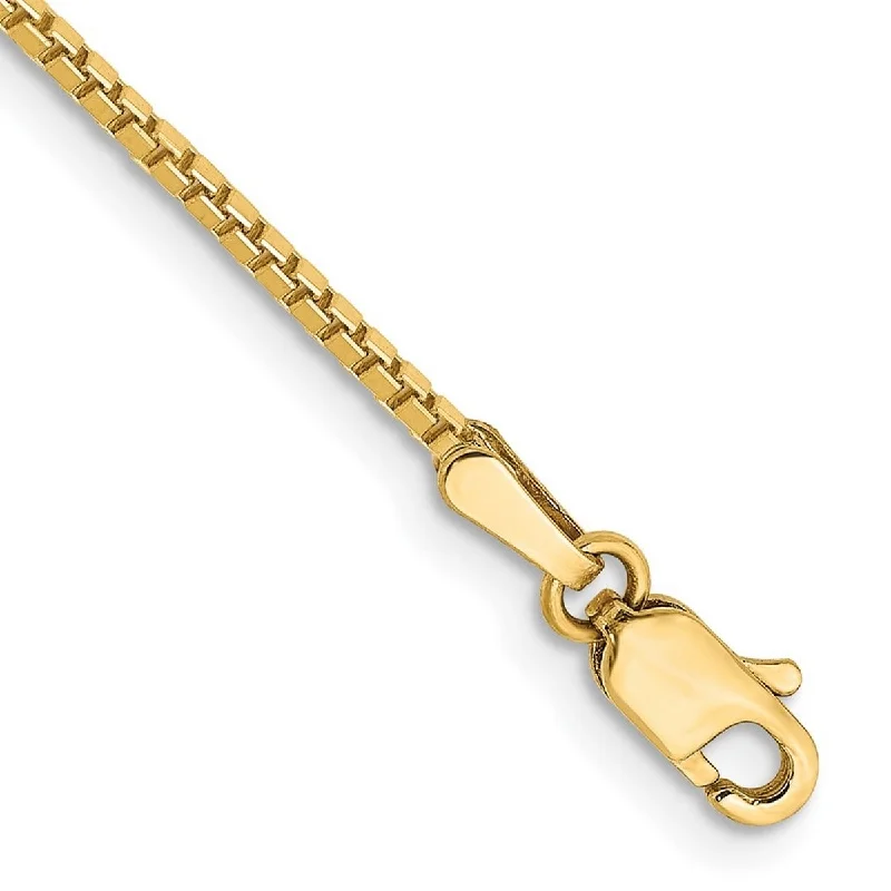 Women’s stackable bracelets-Curata 14k Yellow Gold Polished 1.25mm Box Chain Bracelet 7 Inch Lobster Claw