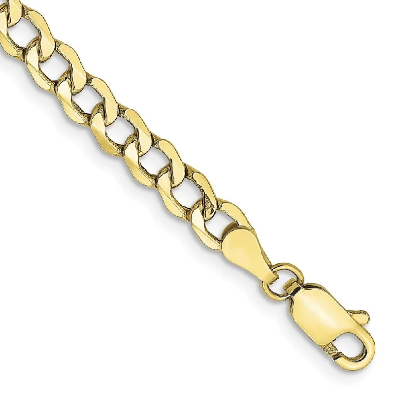 Women’s engraved bracelets-10k Yellow Gold 4.3mm Semi-Solid Curb Link Chain Bracelet, 7"