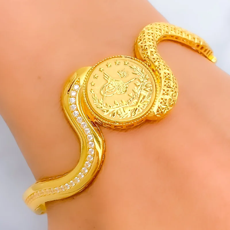 Women’s vintage bangles-Lavish Jazzy 21k Gold  Bangle Bracelet