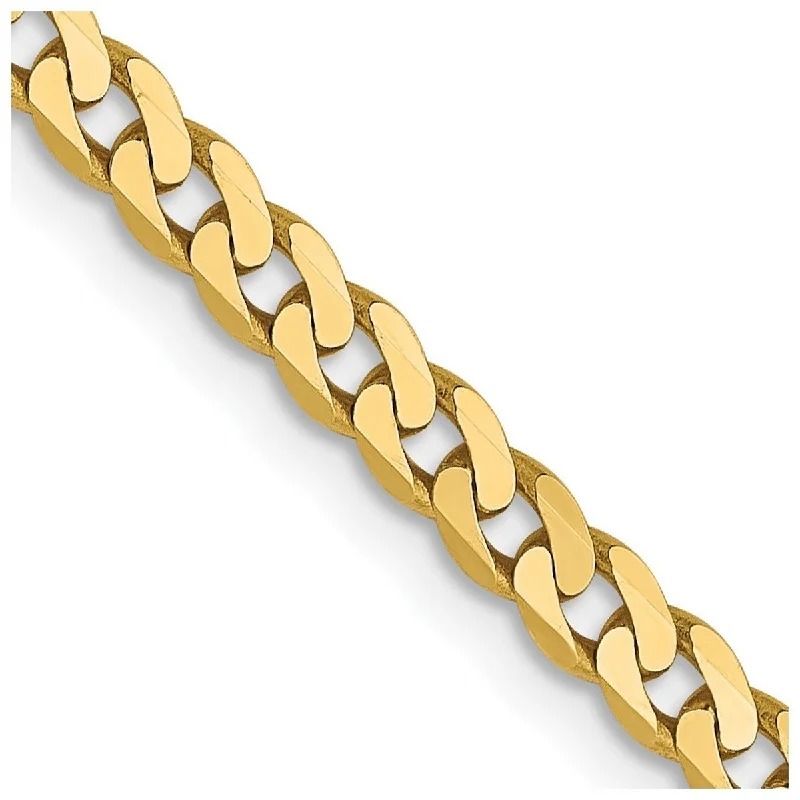 Women’s wrap bracelets-Curata 14k Yellow Gold Solid Polished 2.4mm Beveled Curb Bracelet