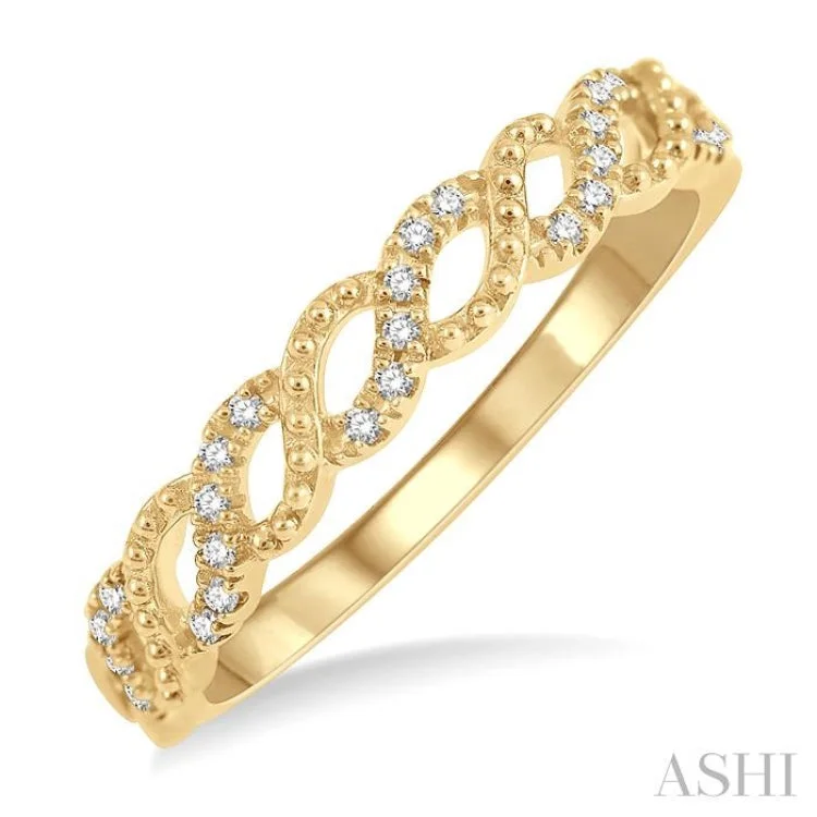 Women’s custom engagement rings-1/10 Ctw Entwined Round Cut Diamond Stack Band in 14K Yellow Gold