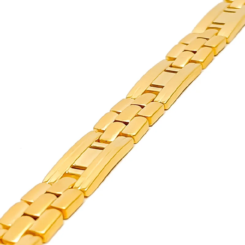 Women’s romantic bangles-Charming Dressy 22K Gold Men's Bracelet