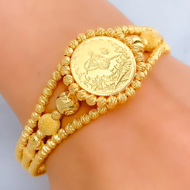 Women’s flower bracelets-Gorgeous Etched 21k Gold  Bangle Bracelet