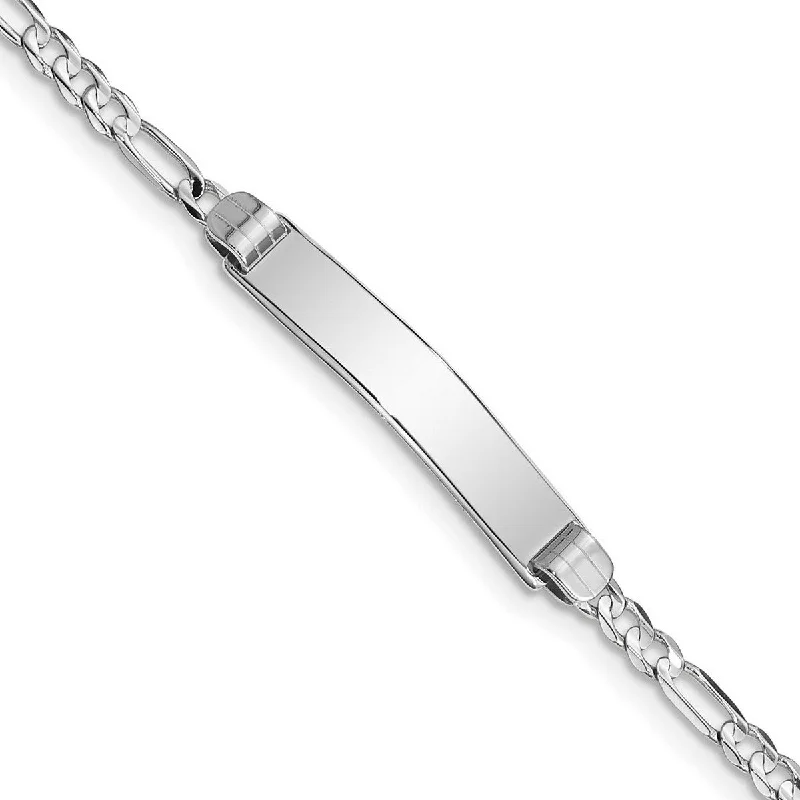 Women’s vintage bangles-Curata 5.2mm 14k White Gold Engravable Figaro Link ID Bracelet