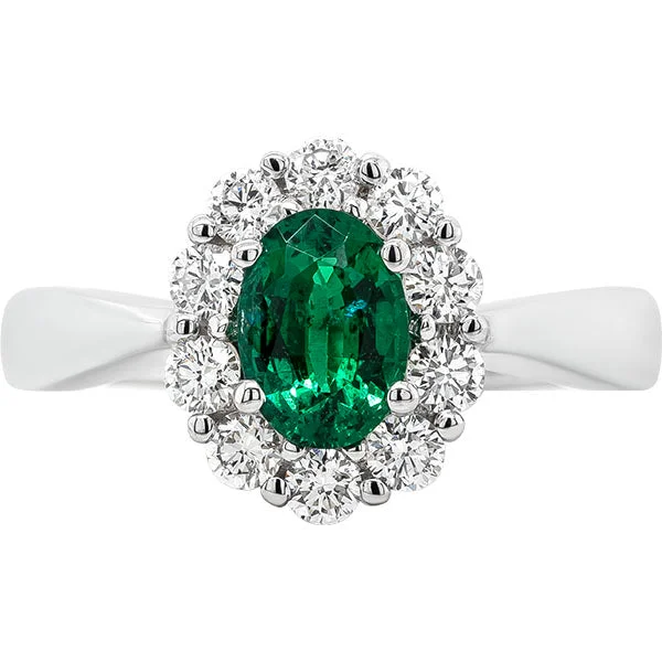 Women’s eternity band engagement rings-Gems of Distinction Collection's 14k White Gold .81ct Emerald & .50ctw Diamond Ring