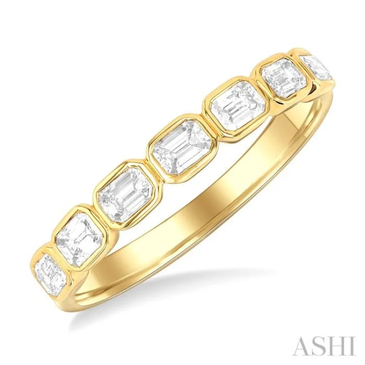 Women’s classic diamond engagement rings-5/8 ctw East-West Emerald Cut Diamond Fashion Band in 14K Yellow Gold