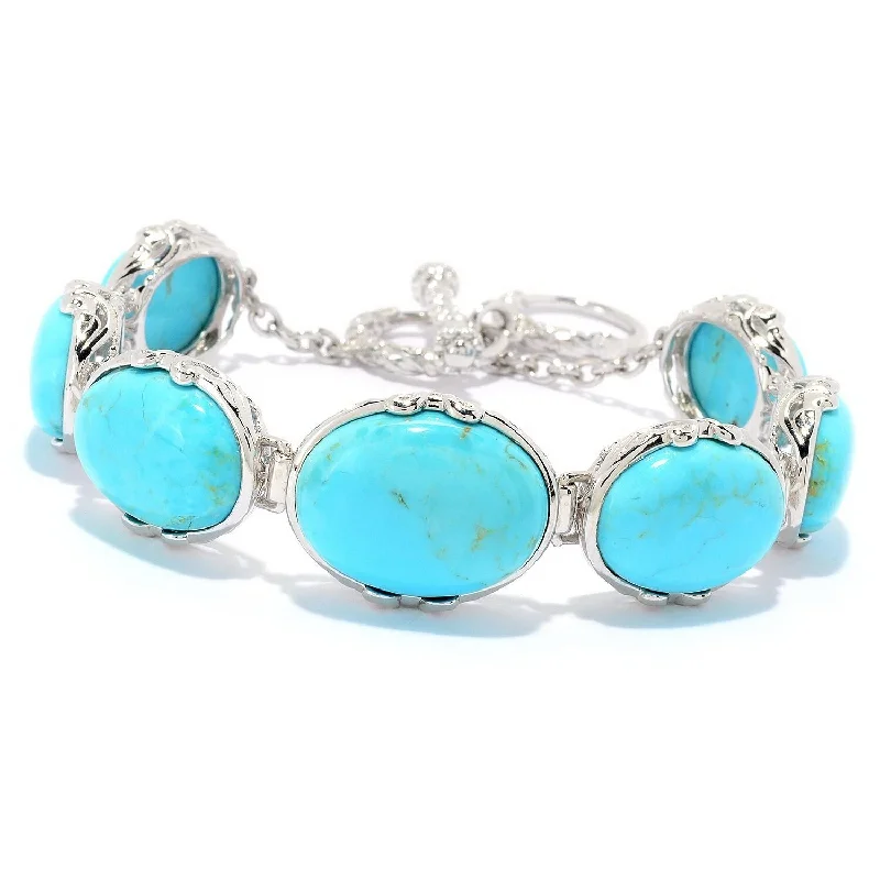 Women’s shiny bangles-Dallas Prince Sterling Silver 8.5" Mohave Turquoise Toggle Bracelet