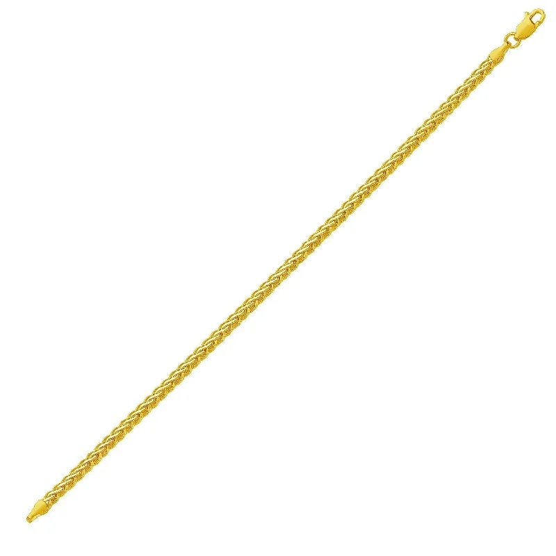 Women’s gold tennis bracelets-Fine Wheat Chain Bracelet in 10k Yellow Gold