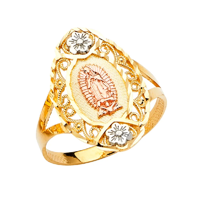 Women’s engagement rings-14K Solid Gold Guadalupe Religious Ring