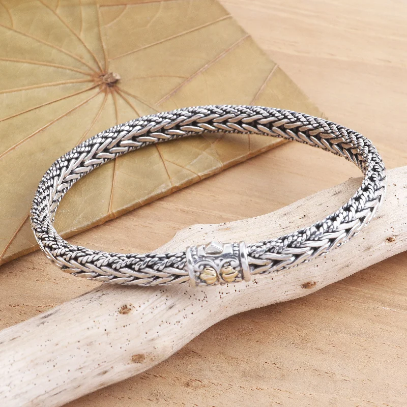 Women’s heart-shaped bracelets-Well Known Handmade Sterling Silver and Gold Accented Braided Bracelet