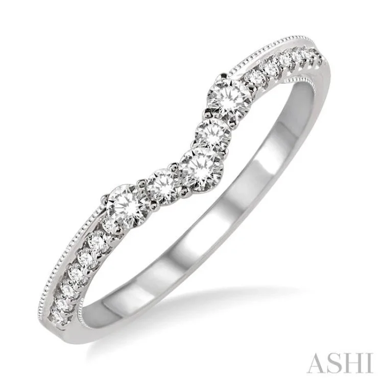 Women’s round engagement rings-1/3 Ctw Round Cut Diamond Wedding Band in 14K White Gold