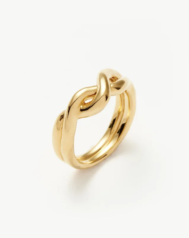 Women’s topaz rings-Molten Double Twisted Infinity Stacking Ring | 18ct Gold Vermeil