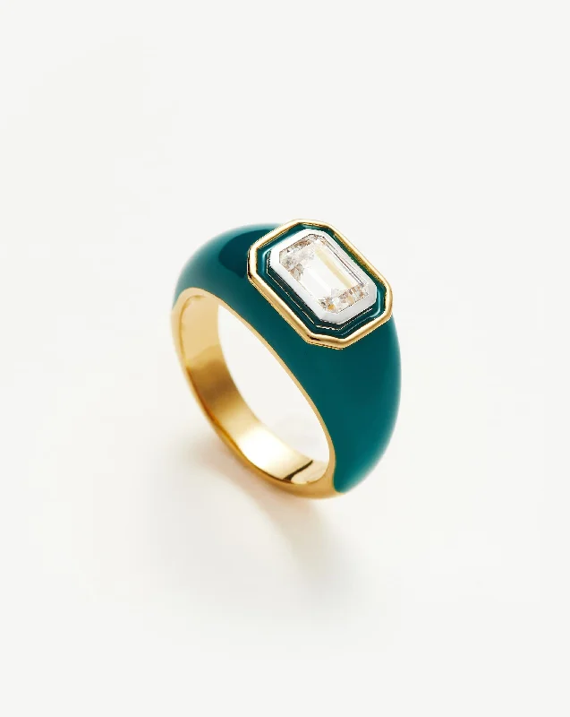 Women’s modern rings-Enamel & Stone Dome Statement Ring