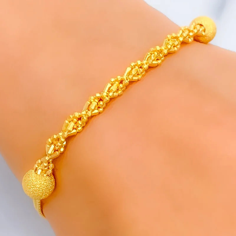 Women’s classic bangles-Intricate Charming 22K Gold Bracelet