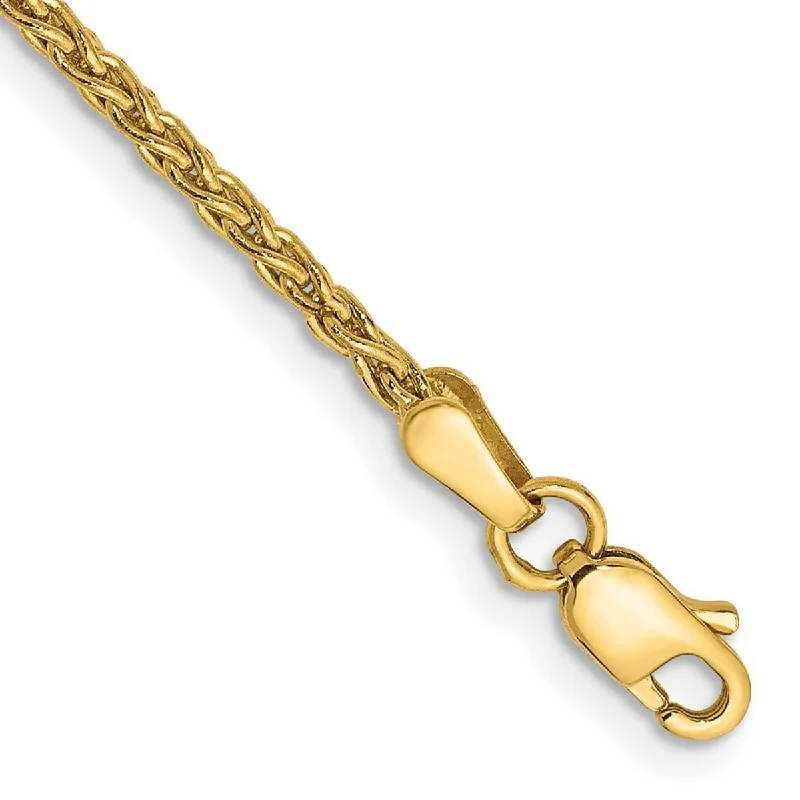 Women’s statement bracelets-Curata 10k Yellow Gold 1.9mm Parisian Wheat Chain Bracelet