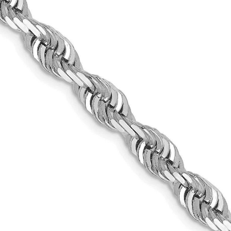 Women’s glittering bracelets-Curata 14k White Gold 7" or 8" 5.0mm Sparkle Cut Quadruple Rope Chain Bracelet