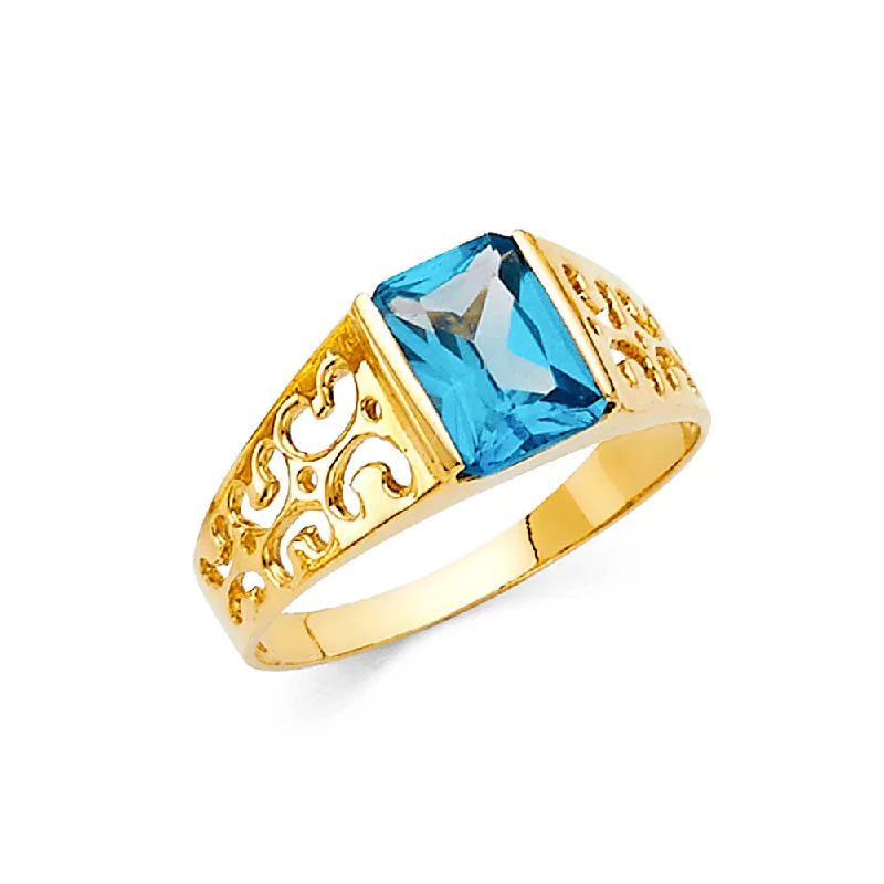 Women’s minimalist engagement rings-14K Solid Gold Rectangular Cut CZ Birthstone Ring