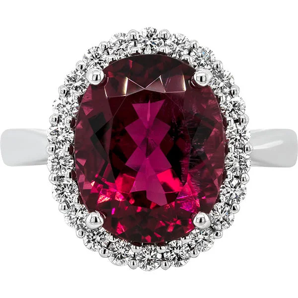 Women’s engagement rings with white sapphires-Gems of Distinction Collection's 14k White Gold 5.70ct Rubellite & .44ctw Diamond Ring