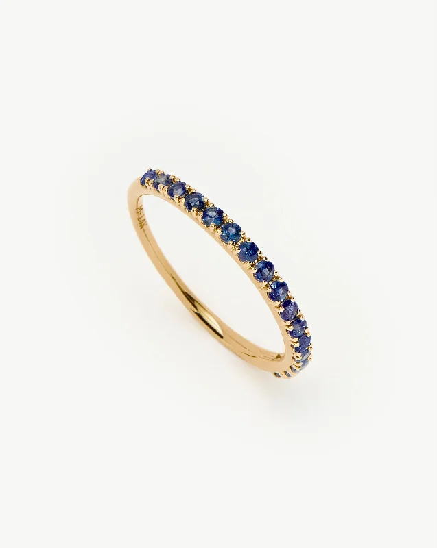 Women’s unique gemstone rings-Fine Half Sapphire Eternity Ring | 14ct Solid Gold/Sapphire