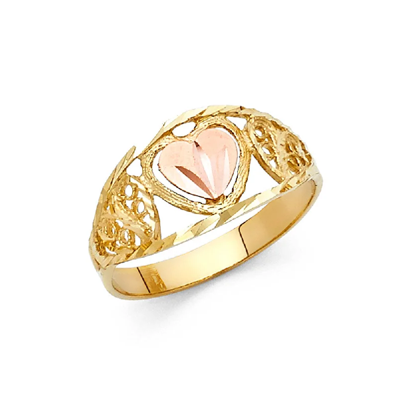 Women’s bold gemstone rings-14K Solid Gold Fancy Heart Ring