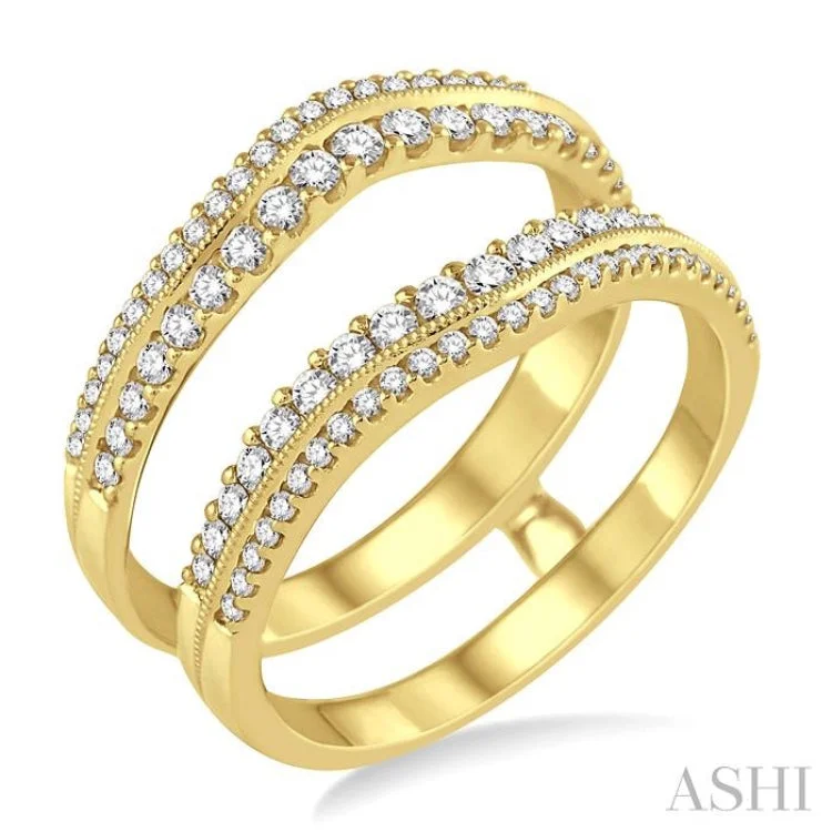 Women’s engagement rings with two stones-5/8 Ctw Round Cut Diamond Insert Ring in 14K Yellow Gold