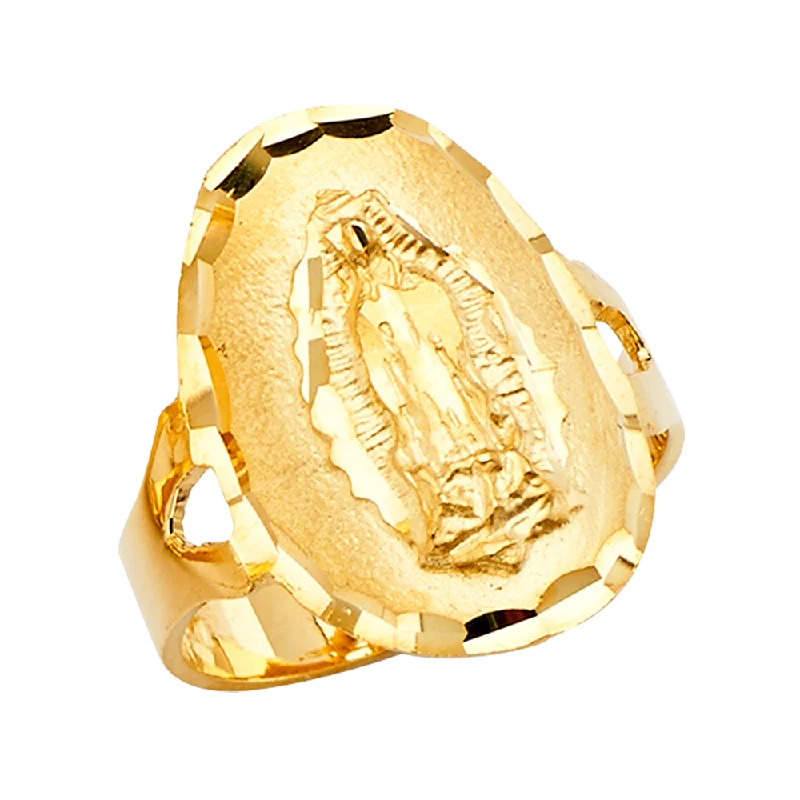 Women’s men’s style rings-14K Solid Gold Guadalupe Religious Ring