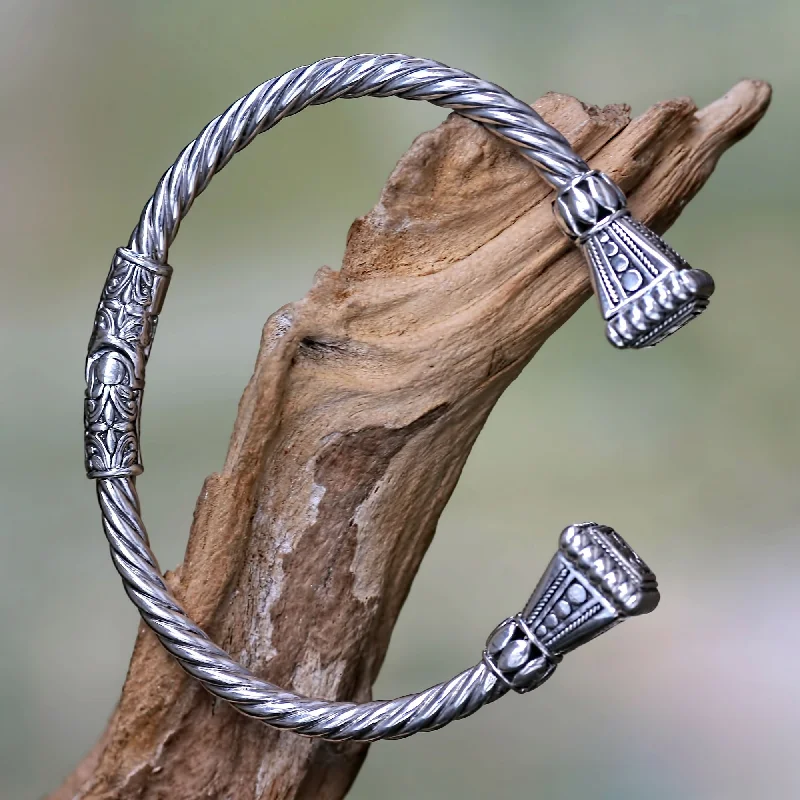 Women’s wide bangles-Heaven's Gate Balinese Sterling Silver Cuff Bracelet