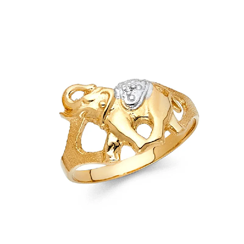 Women’s handmade rings-14K Solid Gold Fancy Lucky Elephant Ring