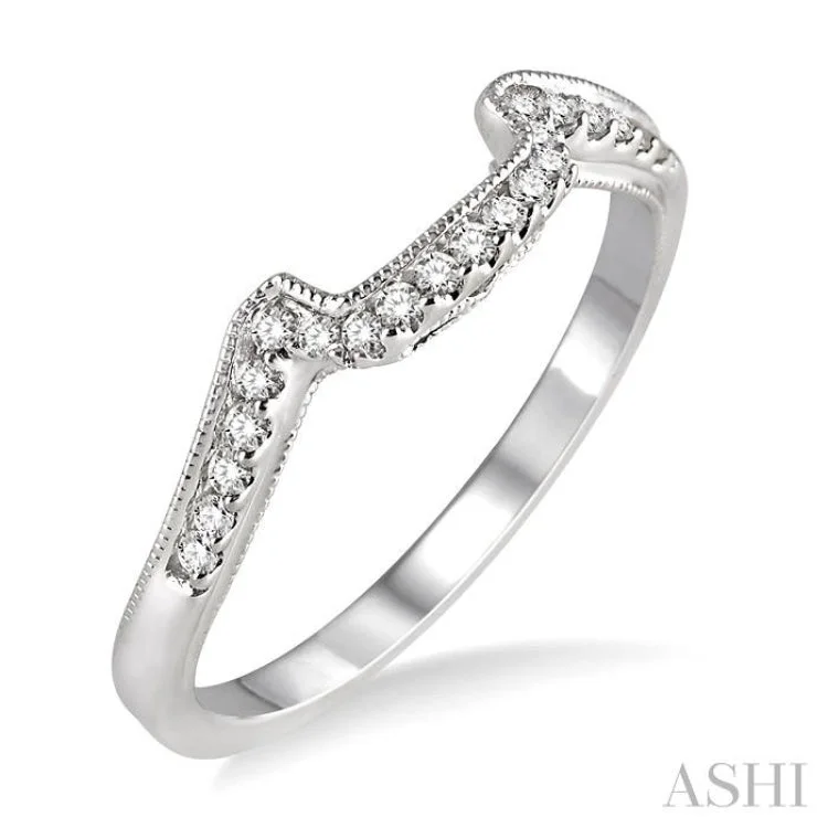 Women’s split band engagement rings-1/6 Ctw Round Cut Diamond Wedding Band in 14K White Gold