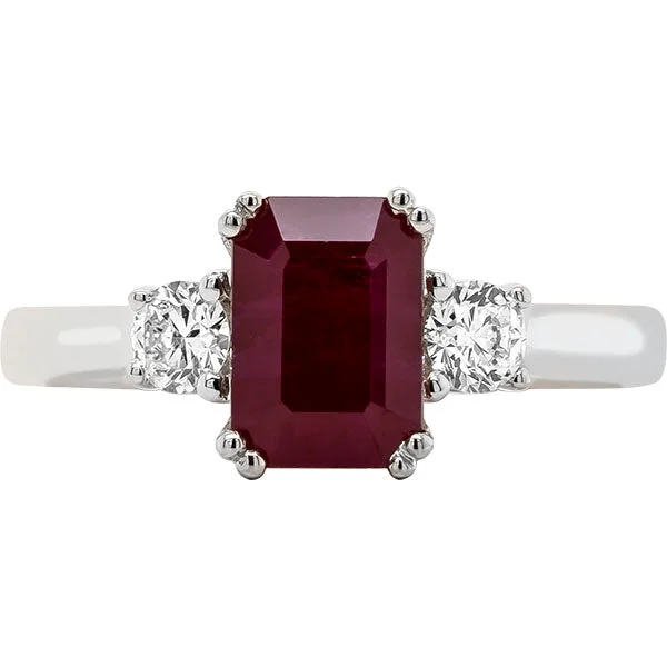 Women’s cushion halo engagement rings-Gems of Distinction Collection's 14k White Gold 1.97ct Ruby & .29ctw Diamond Ring