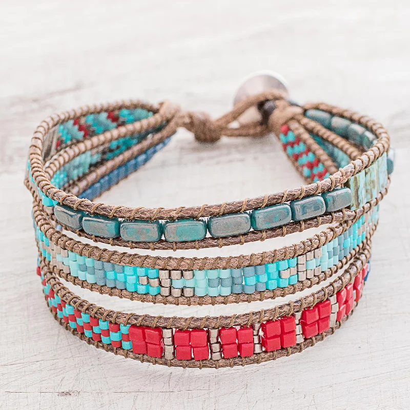 Women’s diamond bangles-Atitlan Path Glass Beaded Wristband Bracelet Handcrafted in Guatemala