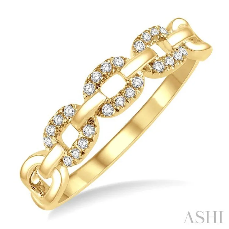 Women’s alternative engagement rings-1/10 Ctw Round Cut Diamond Paper Clip Ring in 10K Yellow Gold