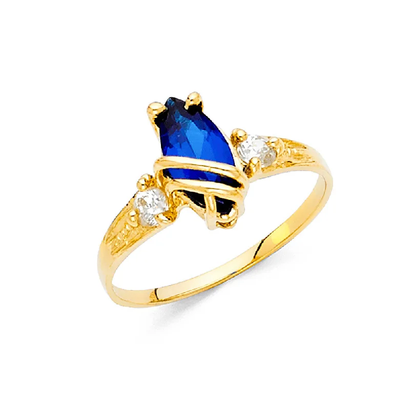 Women’s handmade rings-14K Solid Gold Marquise Cut CZ Birthstone Ring