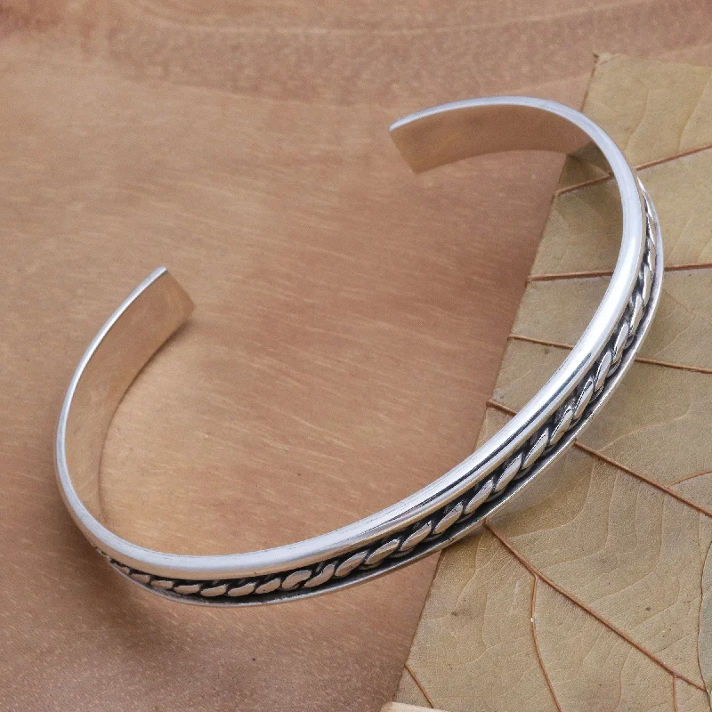 Women’s pearl bangles-Measure by Measure Sleek Hand Crafted Sterling Silver Cuff Bracelet