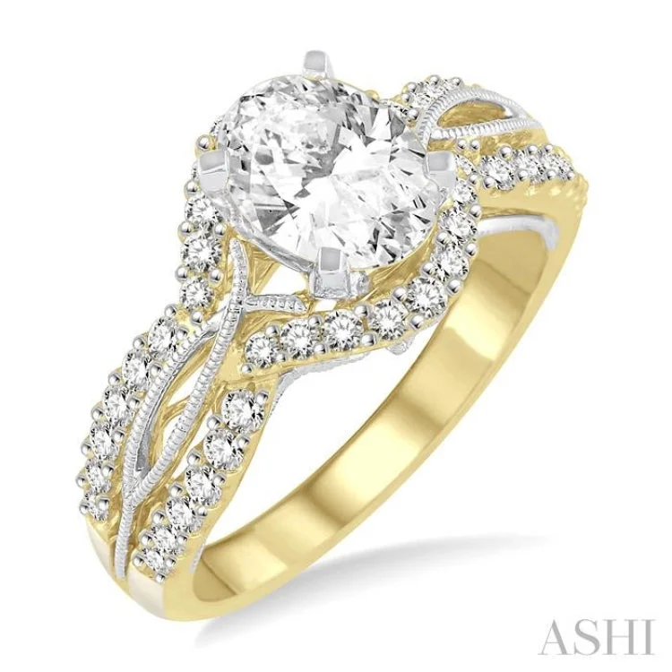 Women’s engagement rings with diamonds-1/2 Ctw Diamond Semi-Mount Engagement Ring in 14K Yellow and White Gold