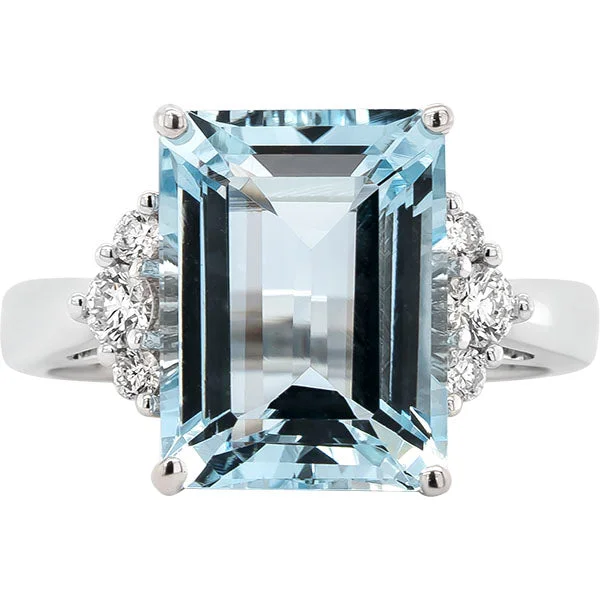 Women’s engagement rings with Aquamarine-Gems of Distinction Collection's 14k White Gold 6.22ct Aquamarine & .27ctw Diamond Ring