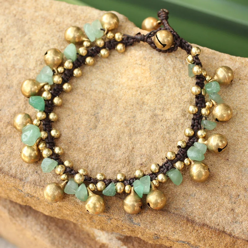 Women’s crystal bracelets-Joyous Bells Brass Beaded Aventurine Bracelet