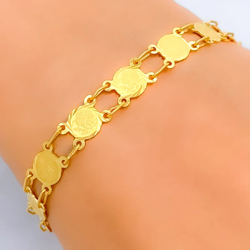 Women’s adjustable leather bracelets-Stunning Medium 22k Gold Coin Bracelet