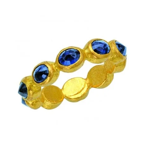 Women’s simple gold engagement rings-24K Sapphire Eternity Ring