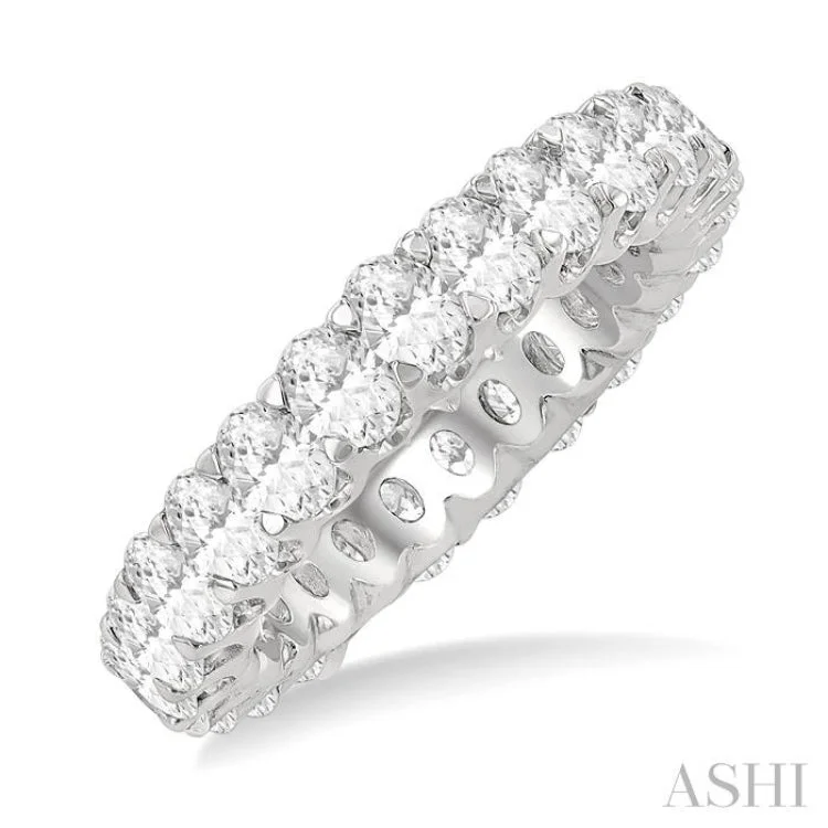 Women’s engagement rings with a twist design-3 Ctw Eternity Oval Cut Diamond Wedding Band in 14K White Gold