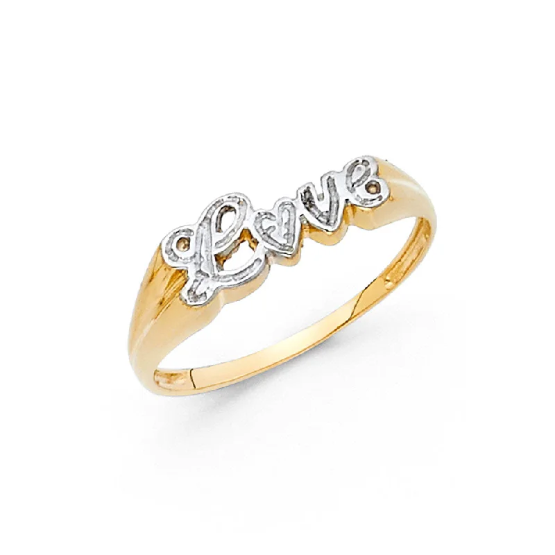 Women’s white diamond rings-14K Solid Gold Love Ring